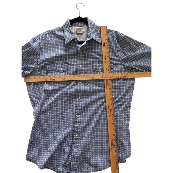 Wrangler Wrancher Shirt Lg. Pearl snaps Blue Timeless western Ranchlife cowboy - Picture 6 of 7